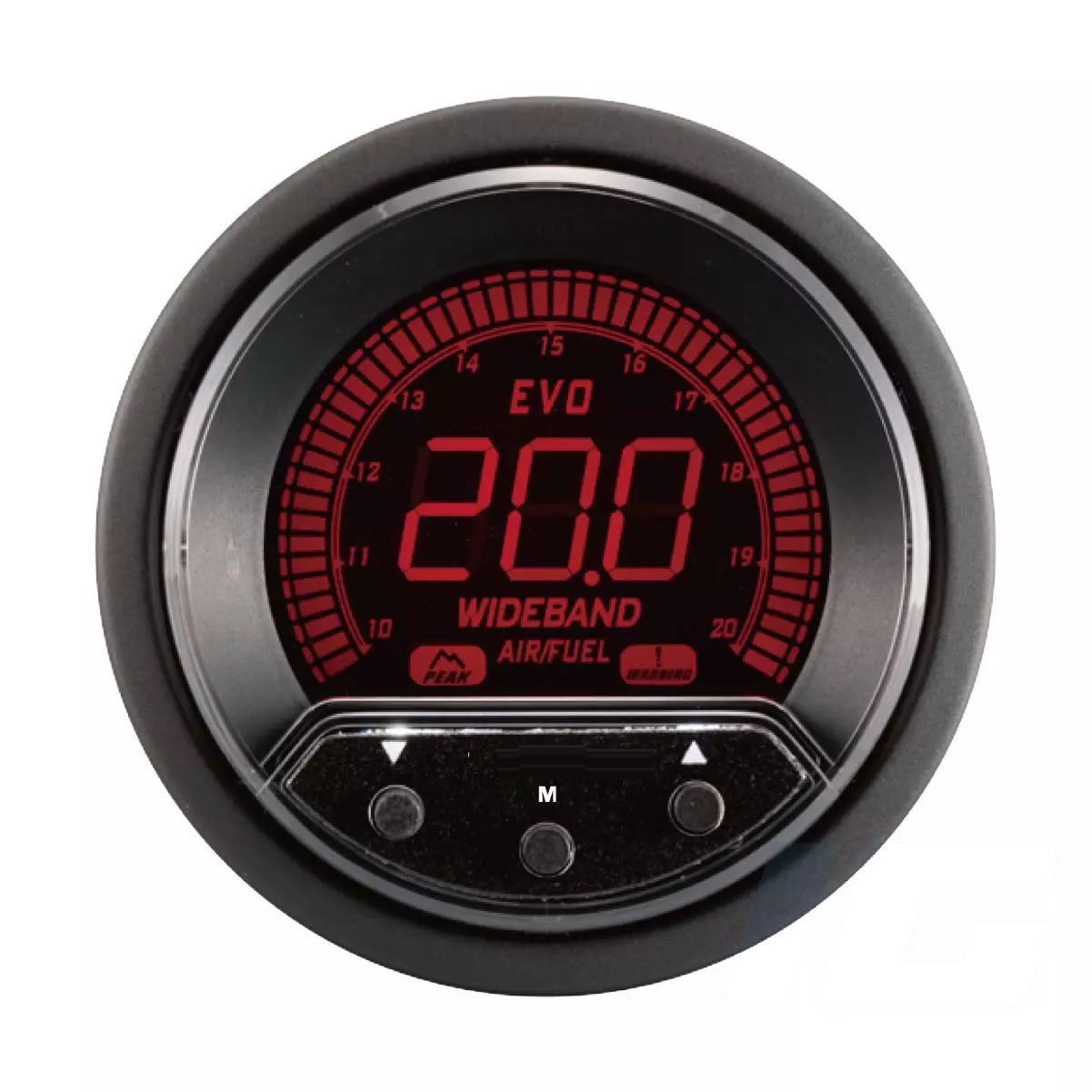 52mm LCD Performance Car Gauges - Wideband Air or Fuel Ratio Gauge With Sensor and Warning and Peak For Your Sport Racing Car